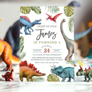 Dinosaur Verjaardagsfeest Uitnodiging Sjabloon, Di