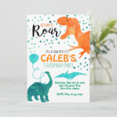 Dinosaur verjaardagsfeestdag waterverf kaart (Staand voorkant)