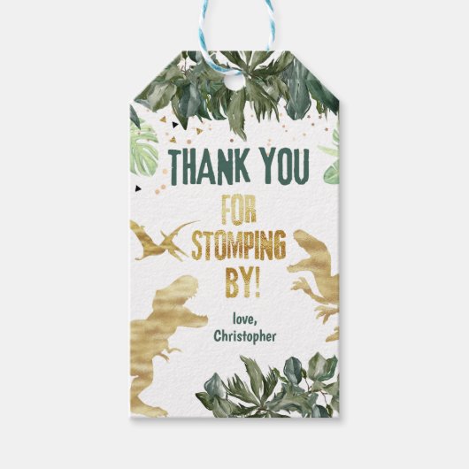Dinosaur Verjaardagsfeestje gunst Cadeau labels Cadeaulabel (Voorkant)