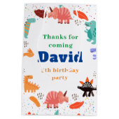 Dinosaur-verjaardagsfeestje, papier medium cadeauzakje (Achterkant)