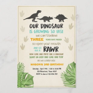 Dinosaur verjaardagsuitnodiging Dinosaur Party nod Kaart