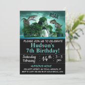 Dinosaur verjaardagsuitnodiging kaart (Staand voorkant)