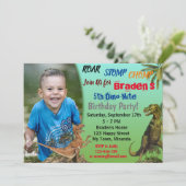 Dinosaur verjaardagsuitnodiging kaart (Staand voorkant)