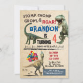 Dinosaur verjaardagsuitnodiging kaart (Voorkant)