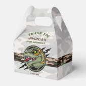 Dinosaur-verjaardagsverkrachter, kamouflage krasse bedankdoosjes (Voorkant Zijde)