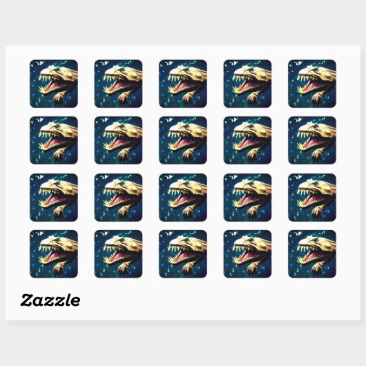 Dinosaur Vierkante Sticker (Vel)