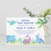 Dinosaur Virtual Baby shower Cute Invitation (Debout devant)