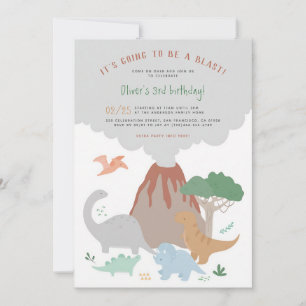 Dinosaur Vulkaan Uitbarsting Jongens Verjaardag Kaart