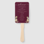 Dinosaur Wedding Ceremony Burgundy Wine Cream Handwaaier (Voorkant)