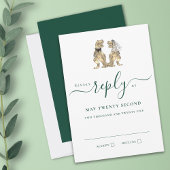 Dinosaur Wedding Green Reageer RSVP Kaartje