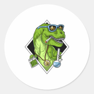 Dinosaur Weed T-Shirt T-Rex Dinosaur Stoner Ronde Sticker