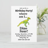 Dinosaur Where Am I Funny Birthday Party Kaart (Staand voorkant)