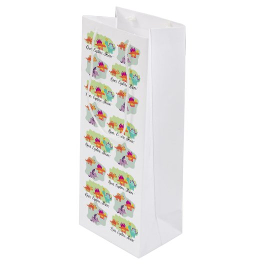 Dinosaur Wijn Cadeautas (Voorkant Gekanteld)