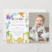 Dinosaur Wild Un 1er Anniversaire Fête Invitation (Devant)