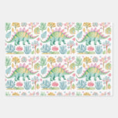 Dinosaur Wrapping Paper Flat Sheet Set of 3 (Voorkant 2)
