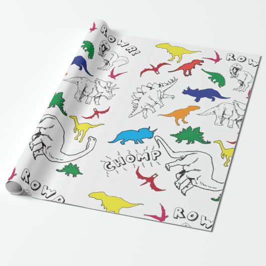 Dinosaur wrapppapier cadeaupapier (Uitgerold)