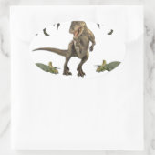 Dinosaur wrapppapier ovale sticker (Tas)
