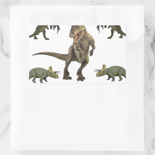 Dinosaur wrapppapier rechthoekige sticker (Tas)