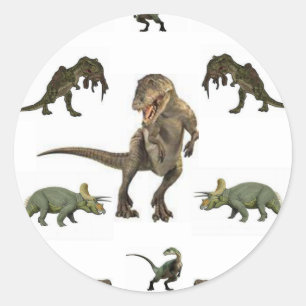 Dinosaur wrapppapier ronde sticker