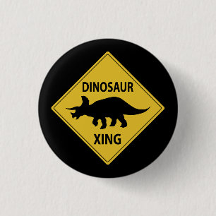 Dinosaur Xing Ronde Button 3,2 Cm