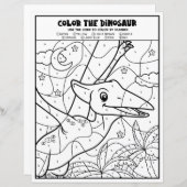 Dinosaure Activité Enfants Coloration Page Par Num (Devant / Derrière)