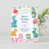 Dinosaure Anniversaire Invitation d'aquarelle (Debout devant)