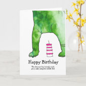 Dinosaure avec carte d'anniversaire de cake (Fleur jaune)