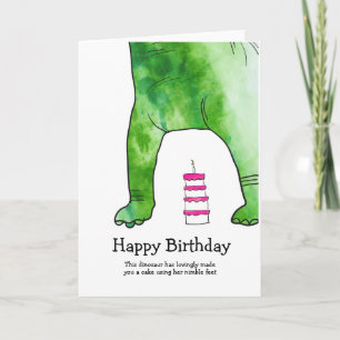 Dinosaure avec carte d'anniversaire de cake