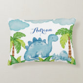 dinosaure bleu coussin de nom de bébé personnalisé (Devant)
