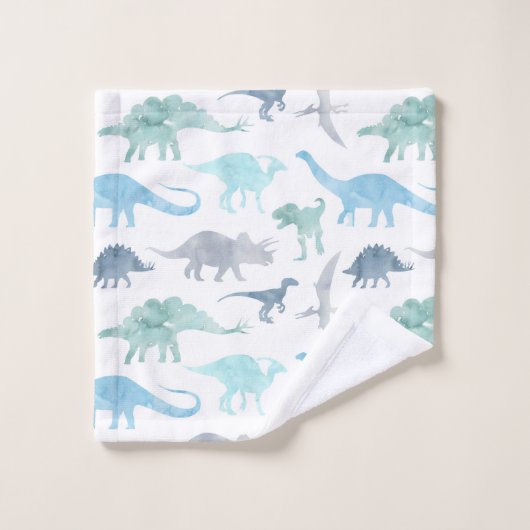 Dinosaure bleu et vert (Gant de toilette)