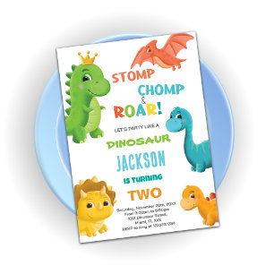 Dinosaure bleu Invitations d'anniversaire