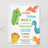 Dinosaure bleu Invitations d'anniversaire (Devant)
