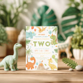 Dinosaure Bleu Orange Vert Invitation Anniversaire