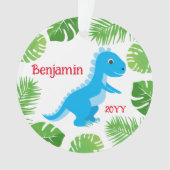 Dinosaure Bleu T-Rex Tropical Souvenir Noël (devant)
