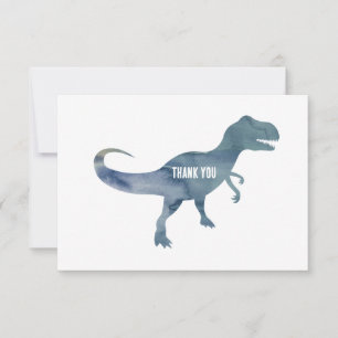 Dinosaure Bleu Trex Carte de remerciements plat