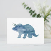 Dinosaure Bleu Tricératops Carte de remerciements  (Debout devant)