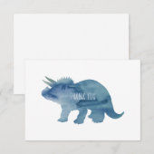 Dinosaure Bleu Tricératops Carte de remerciements  (Devant / Derrière)