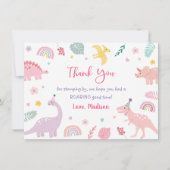 Dinosaure Boho rose Merci d'anniversaire (Devant)