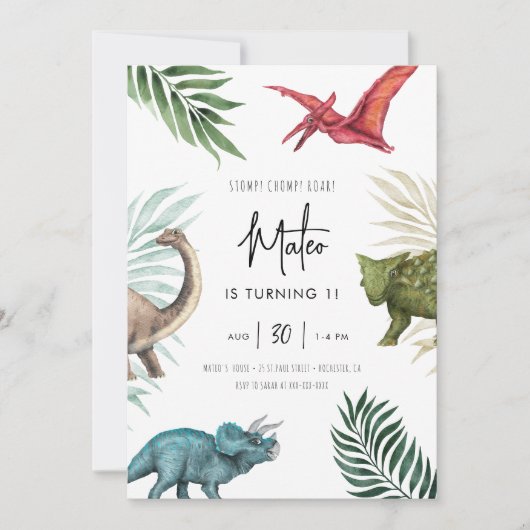 Dinosaure Chaque année Anniversaire Invitation (Devant)