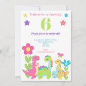 Dinosaure coloré doux Invitation d'anniversaire (Devant)