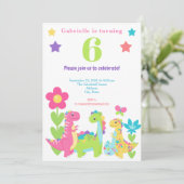 Dinosaure coloré doux Invitation d'anniversaire (Debout devant)