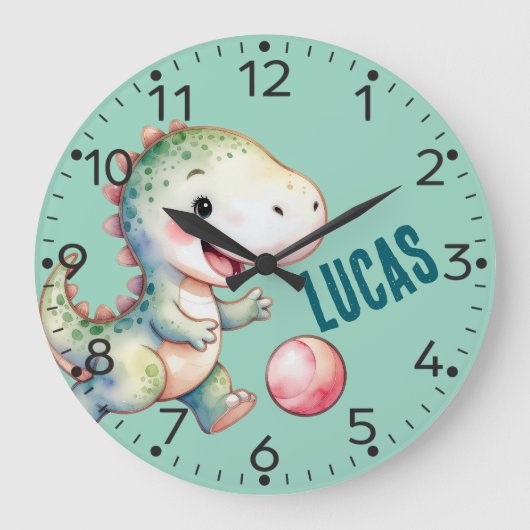 Dinosaure Cute Personnalisé, T-Rex, Horloge Mur (Recto)