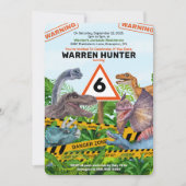 Dinosaure Danger Anniversaire Invitation (Devant)