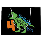 Dinosaure d'anniversaire cool 4e Grand sac cadeau (Dos)