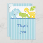 dinosaure de garçon mignon cool merci carte postal (Devant / Derrière)