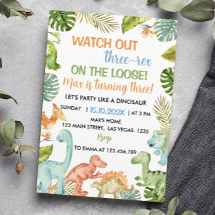 Dinosaure de la jungle Invitation d'anniversaire à