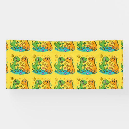 Dinosaure de la Rue Bannière d'anniversaire 🦖 (Horizontal)