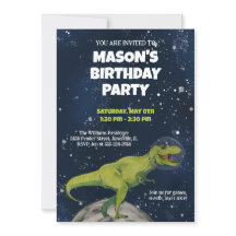 Dinosaure de l'espace T-rex Invitation de fête d'a