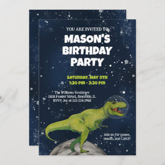 Dinosaure de l'espace T-rex Invitation de fête d'a
