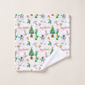 dinosaure de Noël et bonhomme de neige (Gant de toilette)